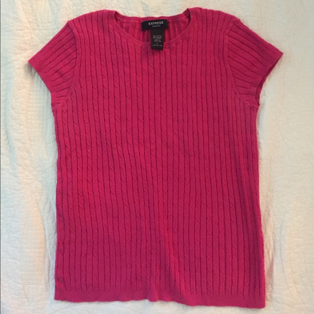Express Fuschia Short Sleeve Sweater
