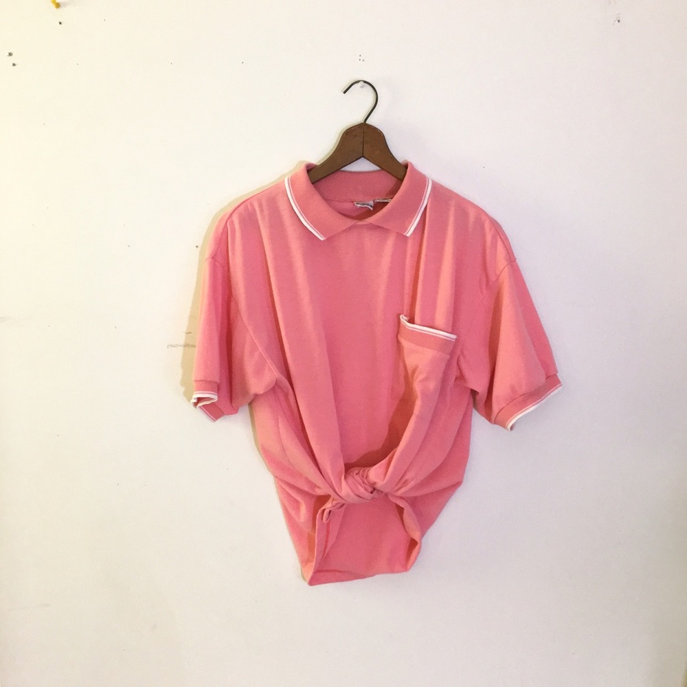 Vintage Pastel Coral Top with Collar
