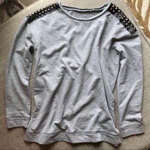 Crewneck Sweatshirt w/ Embellished Shoulders