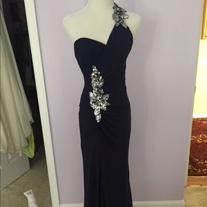 Backless Navy blue evening gown