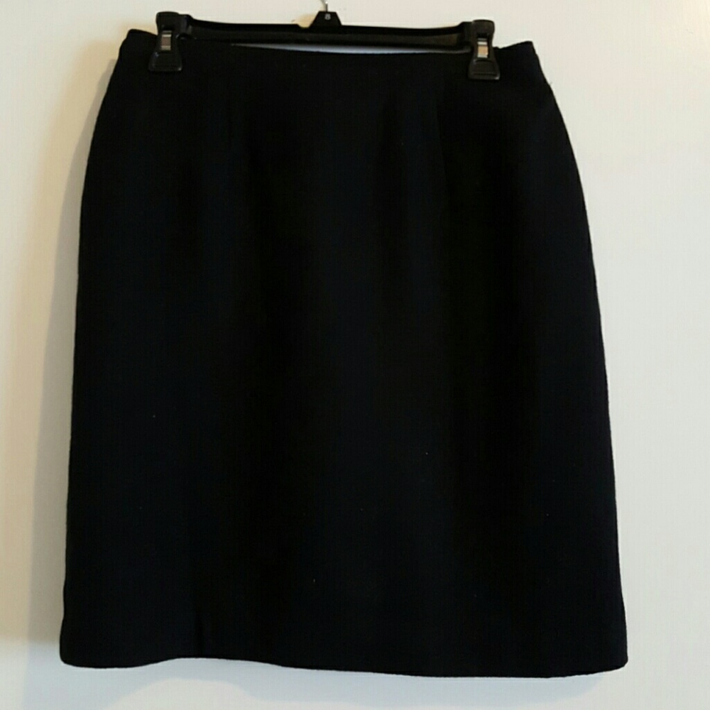 Classic Black Wool Pencil Skirt