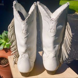 ACME white fringe cowboy boots
