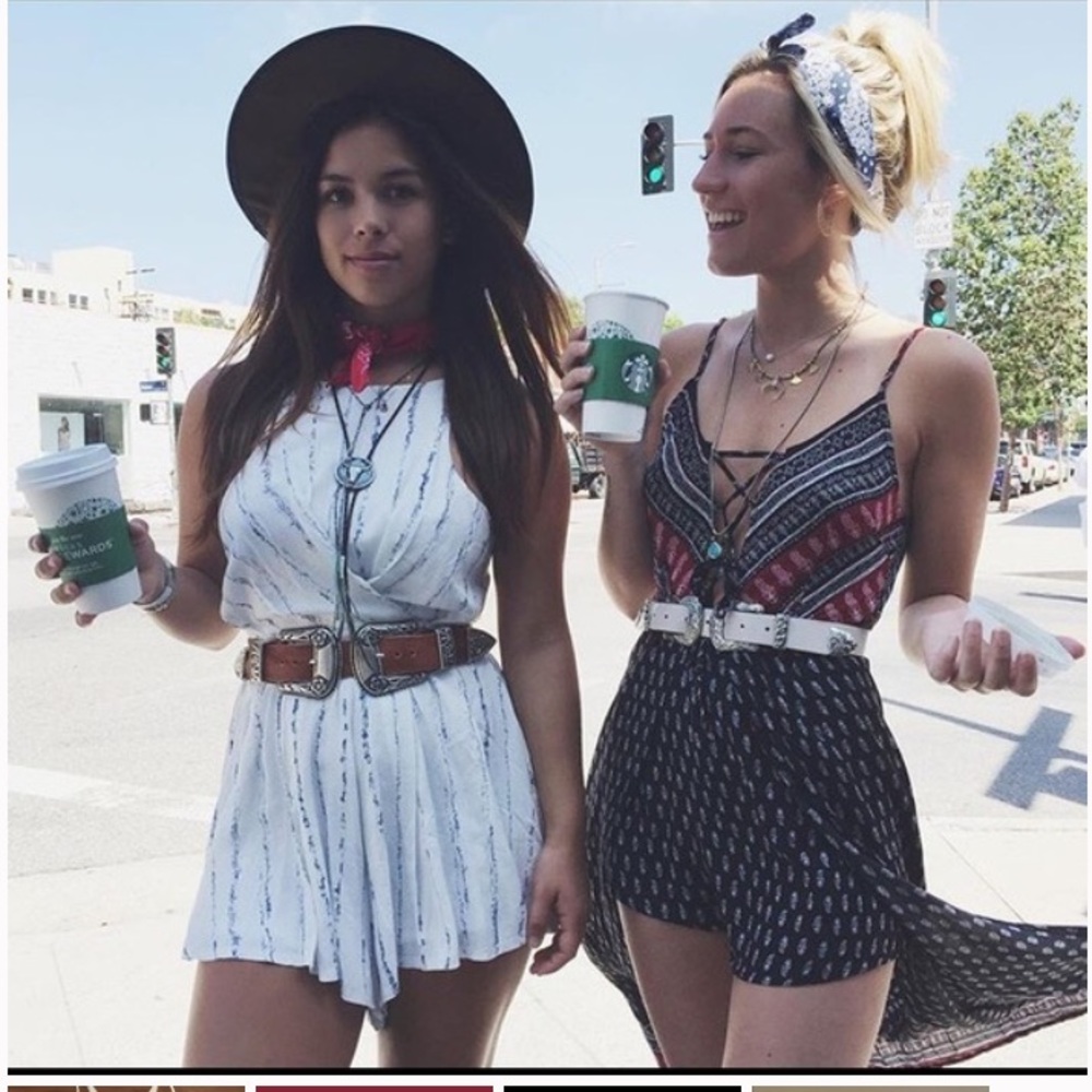 LF SPRING SUMMER HIGH NECK BLUE WHITE ROMPER
