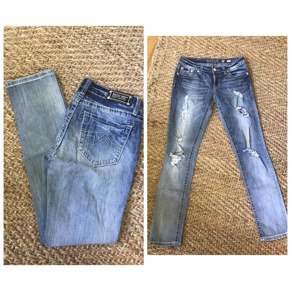 Size 31, Miss Me destroyed skinny jeans