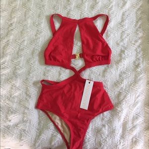 new minkpink cherry red sexy one piece bikini