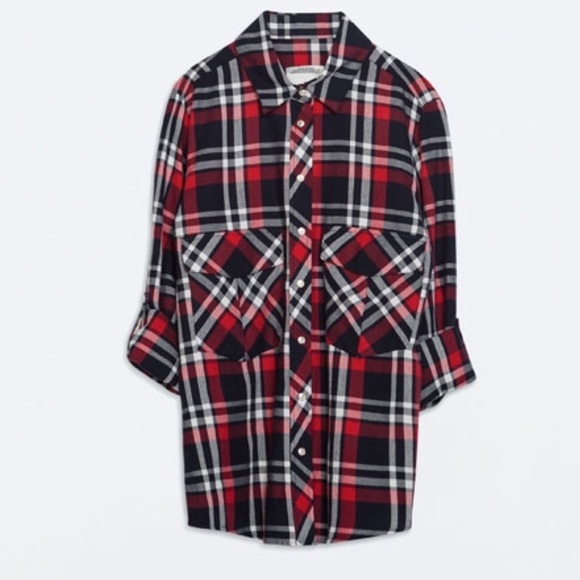 49 off Zara Tops Zara Womens Red Checked Flannel Shirt from Kudzi's