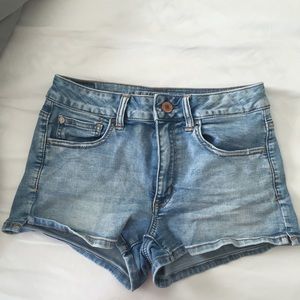 High-Rise Light Wash Shorts