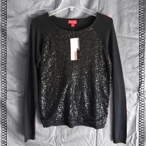 [Elle] Black Sequin Table Sweater
