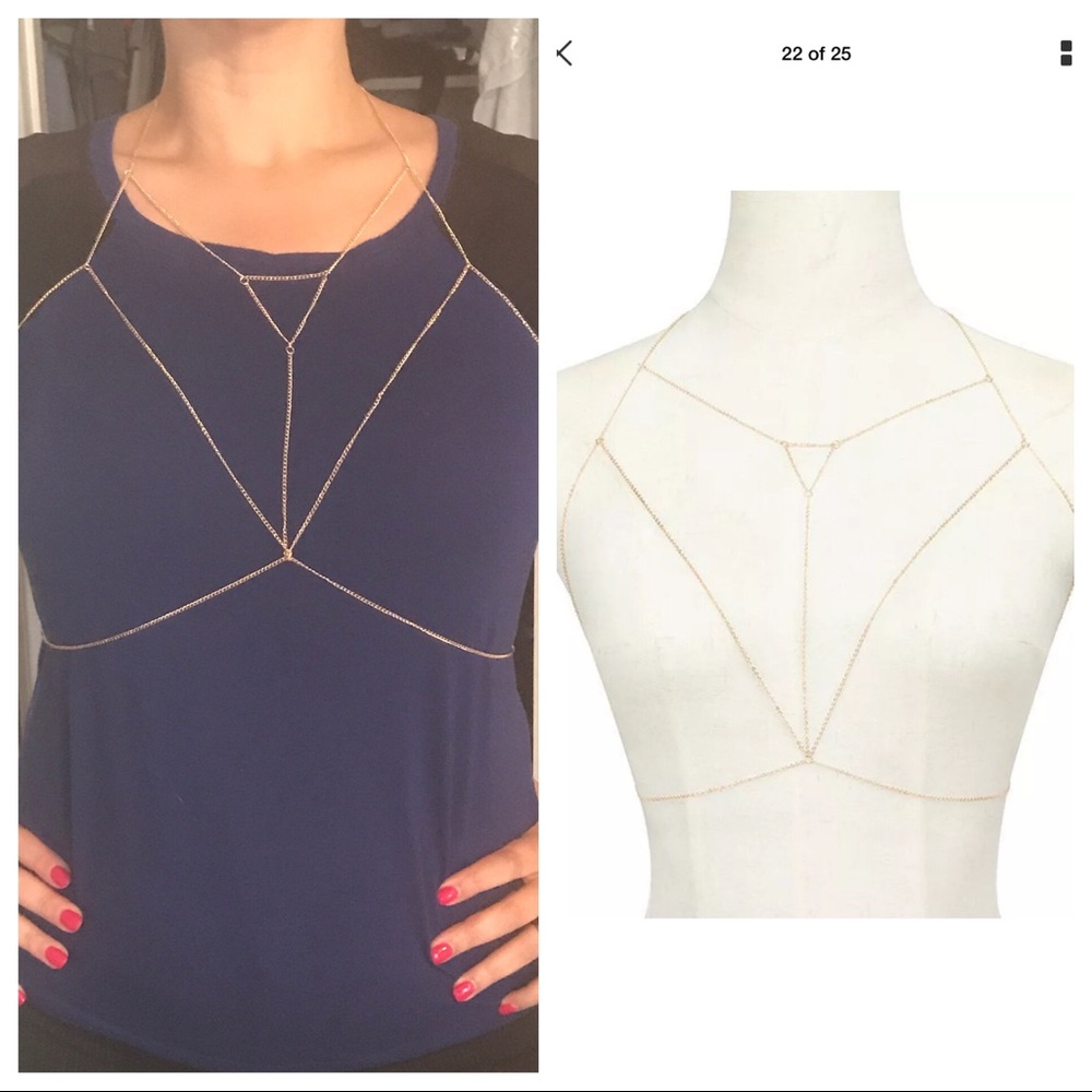 Gold tone body chain