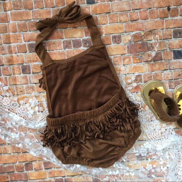 Boutique Baby Suede-like Texture Fringe Romper - Picture 3 of 4