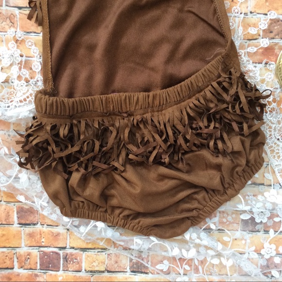 Boutique Baby Suede-like Texture Fringe Romper - Picture 4 of 4