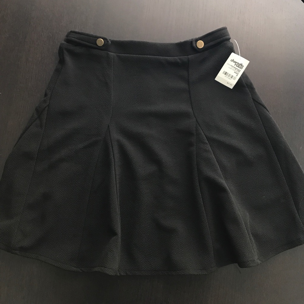 Black Semi-Pleated Skater Skirt BRAND NEW