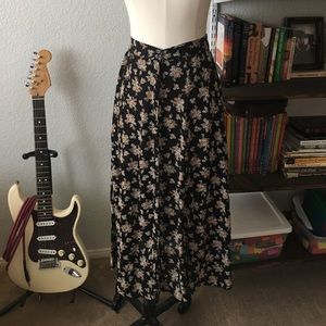 Vintage Black Floral Skirt