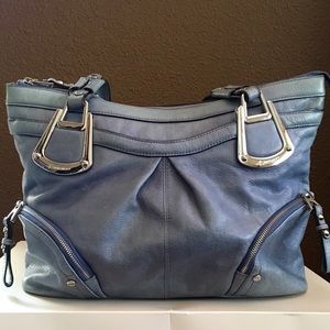 B. Makowsky Pale Blue Leather Handbag