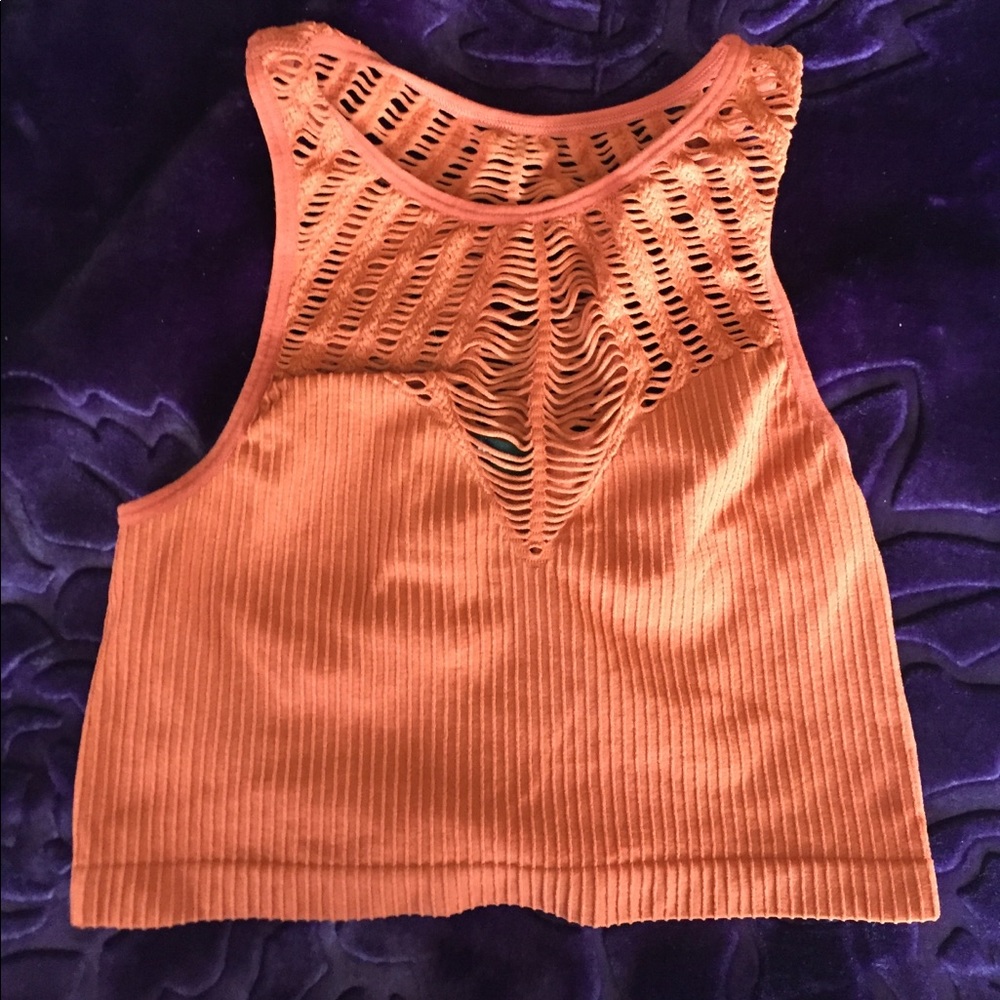 Peach Multi Lined Crop Top