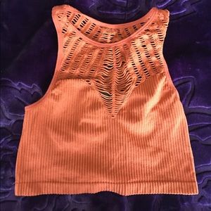 Peach Multi Lined Crop Top