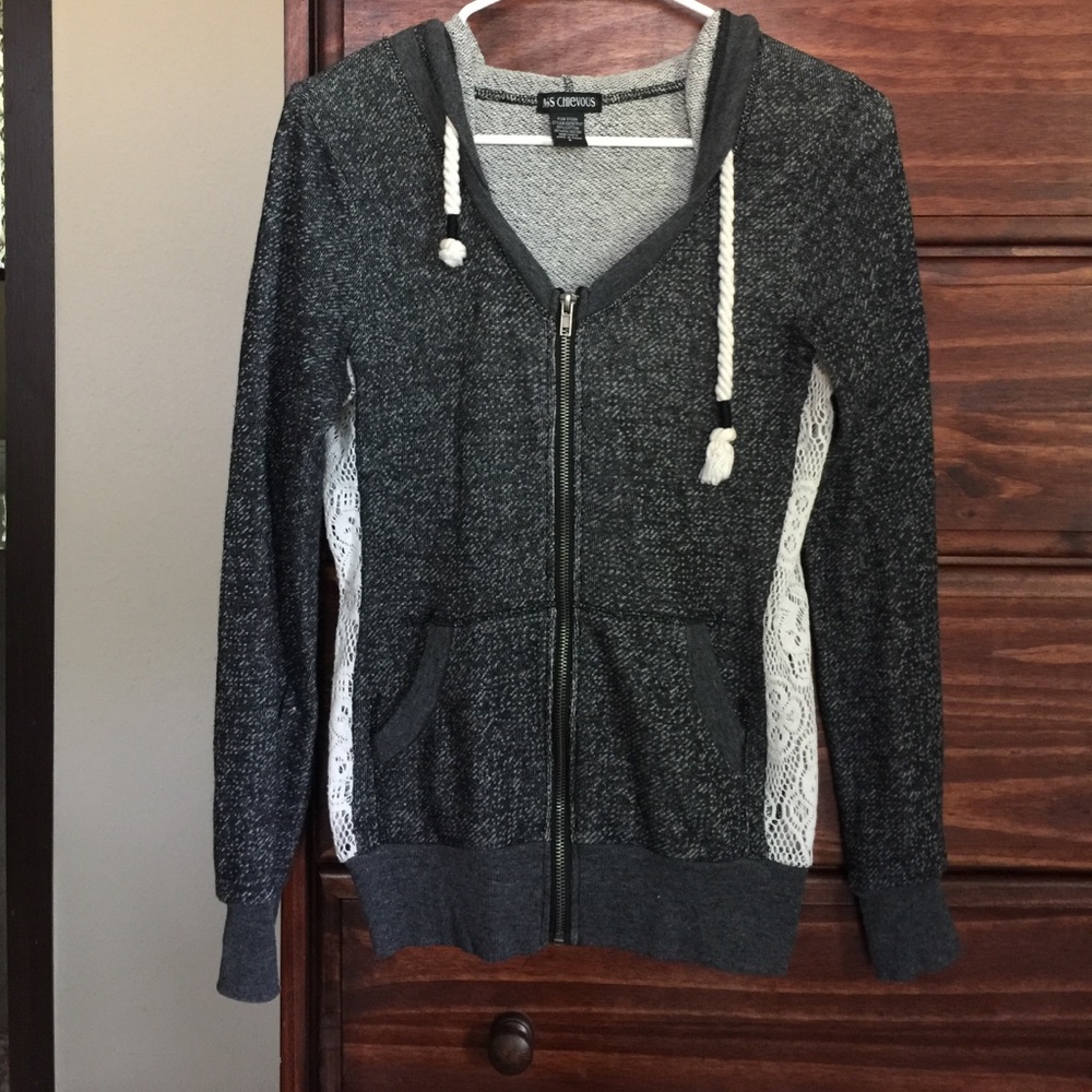 Lace detail hoodie