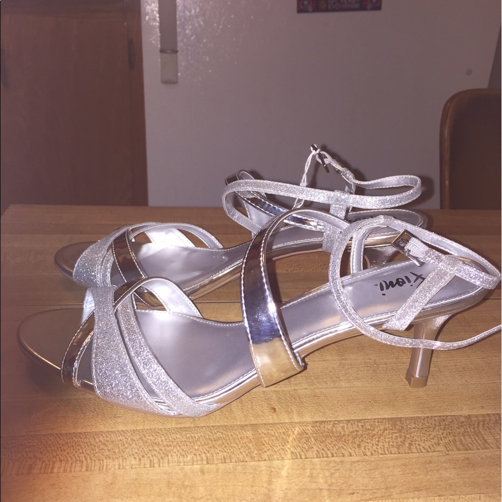 Silver kitten heels. Brand new