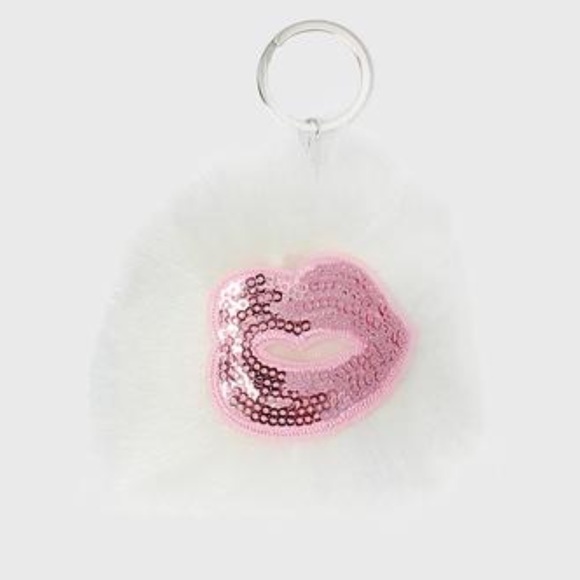 Sequin Lips Pom Keychain• 2 color options - Picture 3 of 4