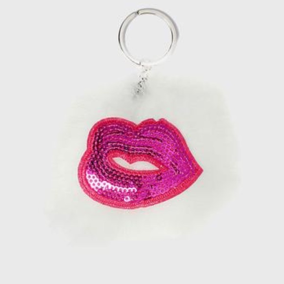 Sequin Lips Pom Keychain• 2 color options - Picture 4 of 4