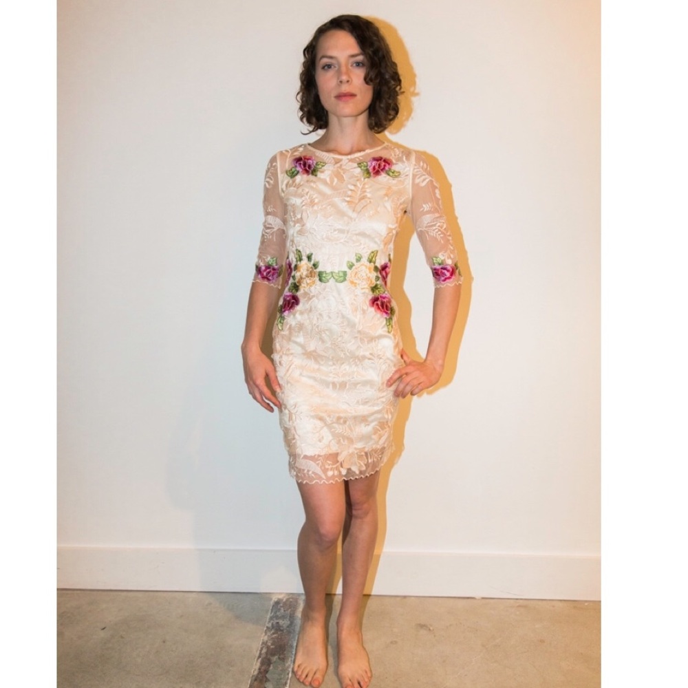 Floral embroidered mini dress