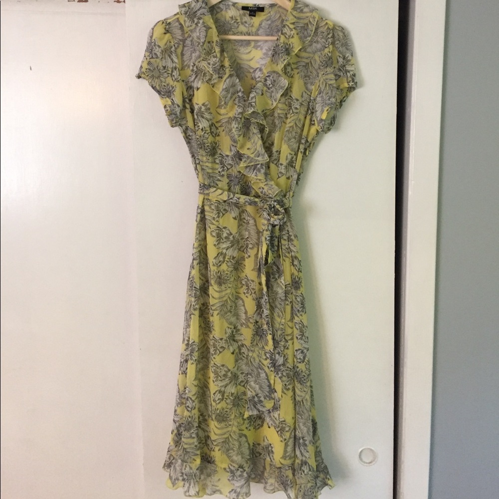 MSK Yellow Tulle Dress wth Ruffles