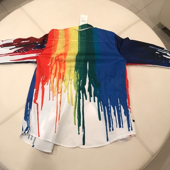Colorful paint drip dress shirt XXL - Picture 3 of 3