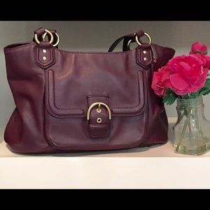 Plum Coach Leather Handbag- Campbell Belle