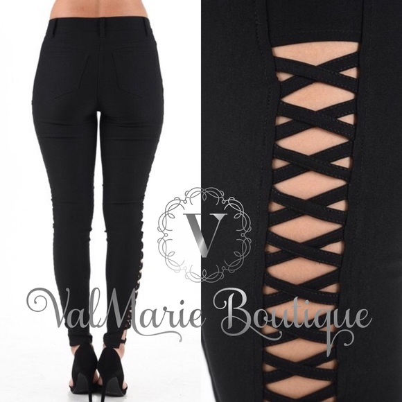 SUPER STRETCH HIGHRISE X SLIT PANTS - Picture 2 of 2