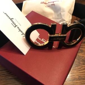 Salvatore Ferragamo All Black Belt Big Buckle
