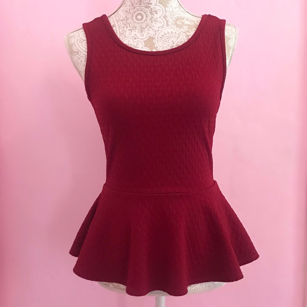 Burgundy Peplum Top 🎀