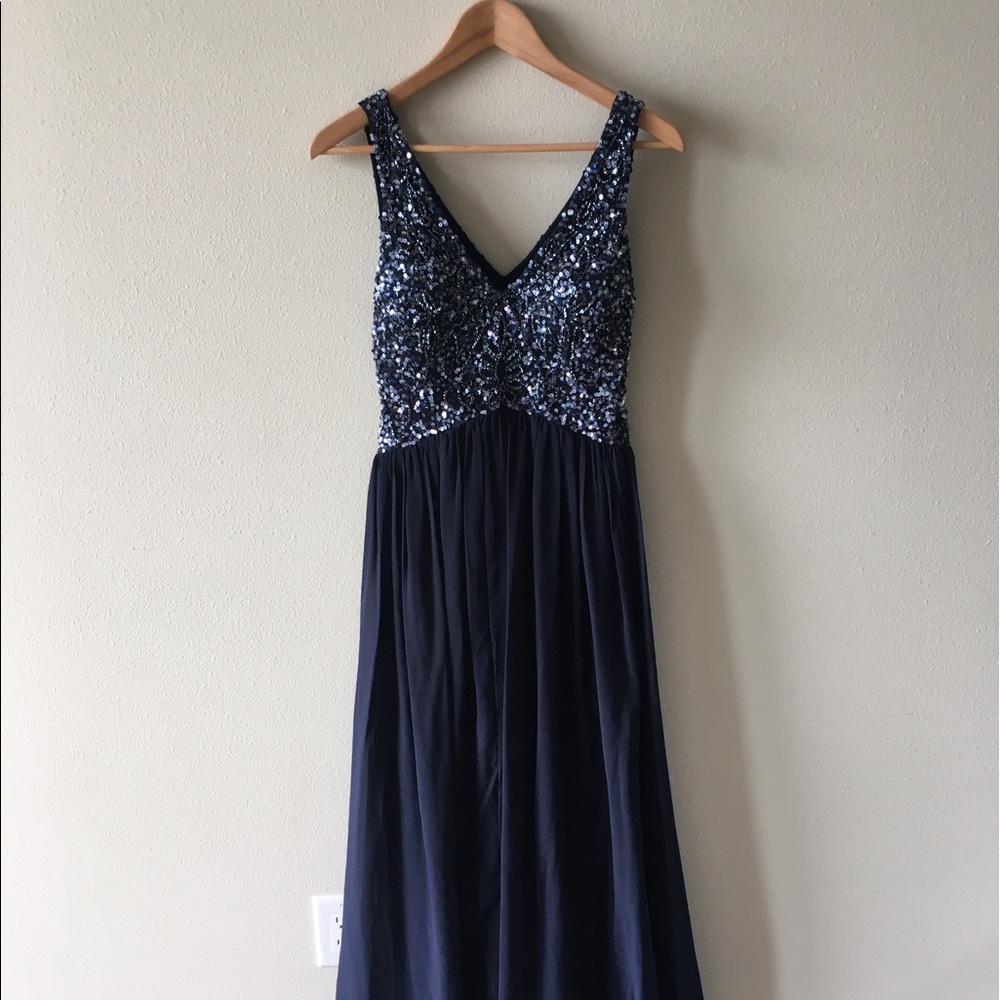 Full length formal navy dress