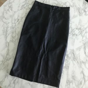 Zara Dark Navy Faux Leather Pencil Skit