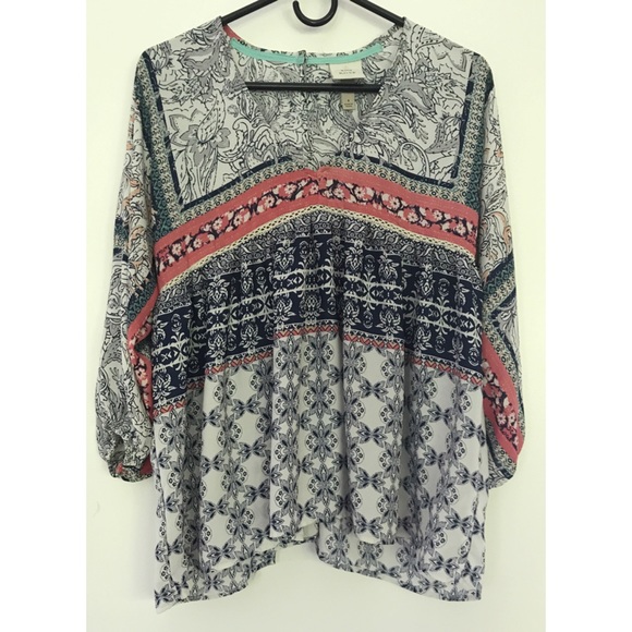 Knox Rose Tops - EUC Knox Rose Boho Oversized Paisley Floral Blouse