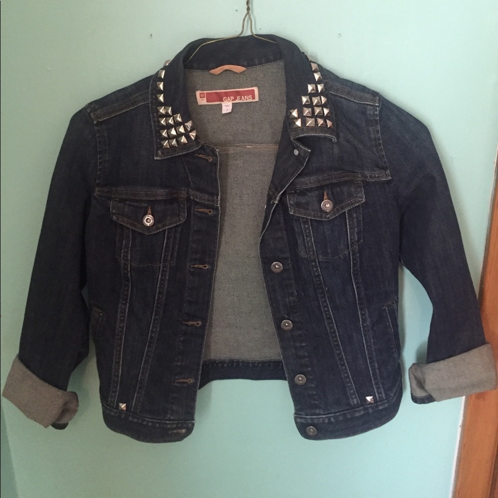SALE Vintage Gap Hand-Studded Blue Jean Jacket