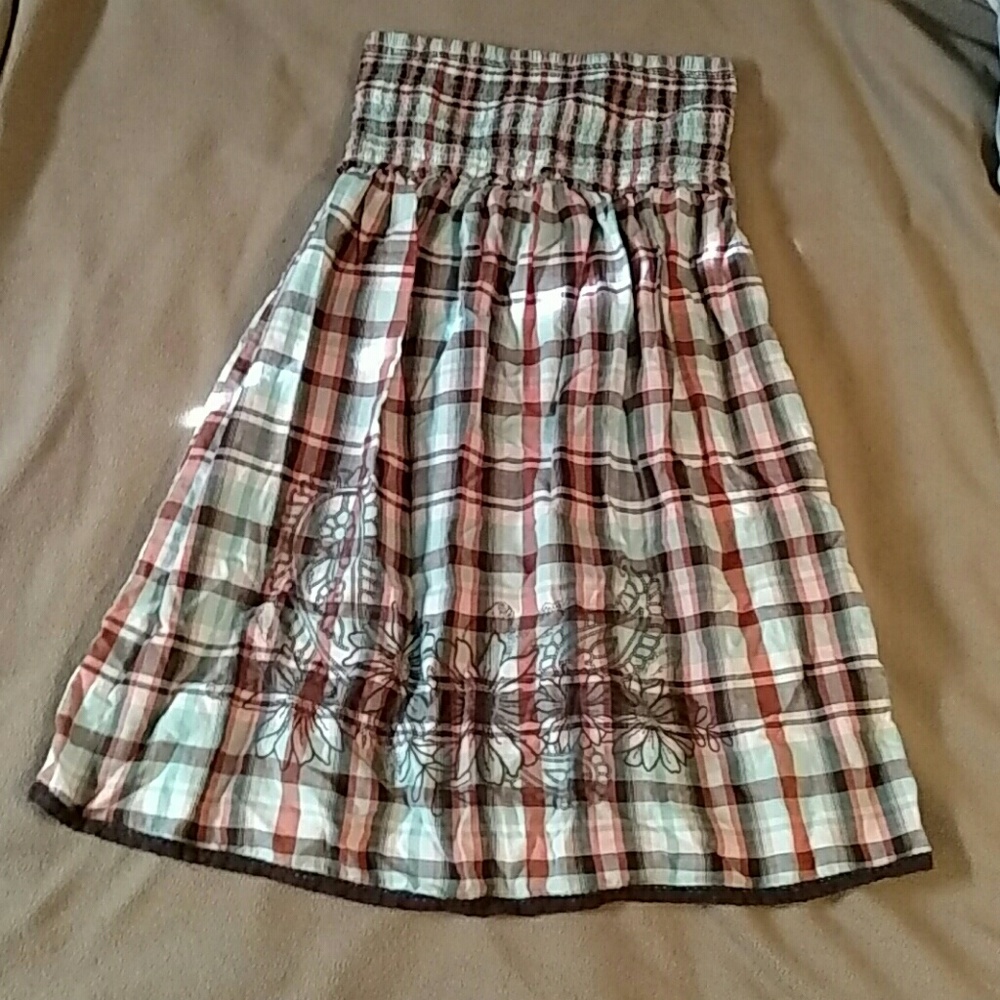 Plaid tube top dress