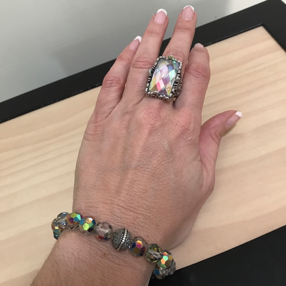 Gorgeous rainbow crystal ring &Swarovski bracelet
