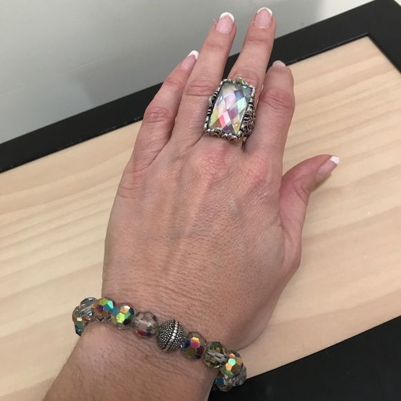 Gorgeous rainbow crystal ring &Swarovski bracelet - Picture 1 of 5