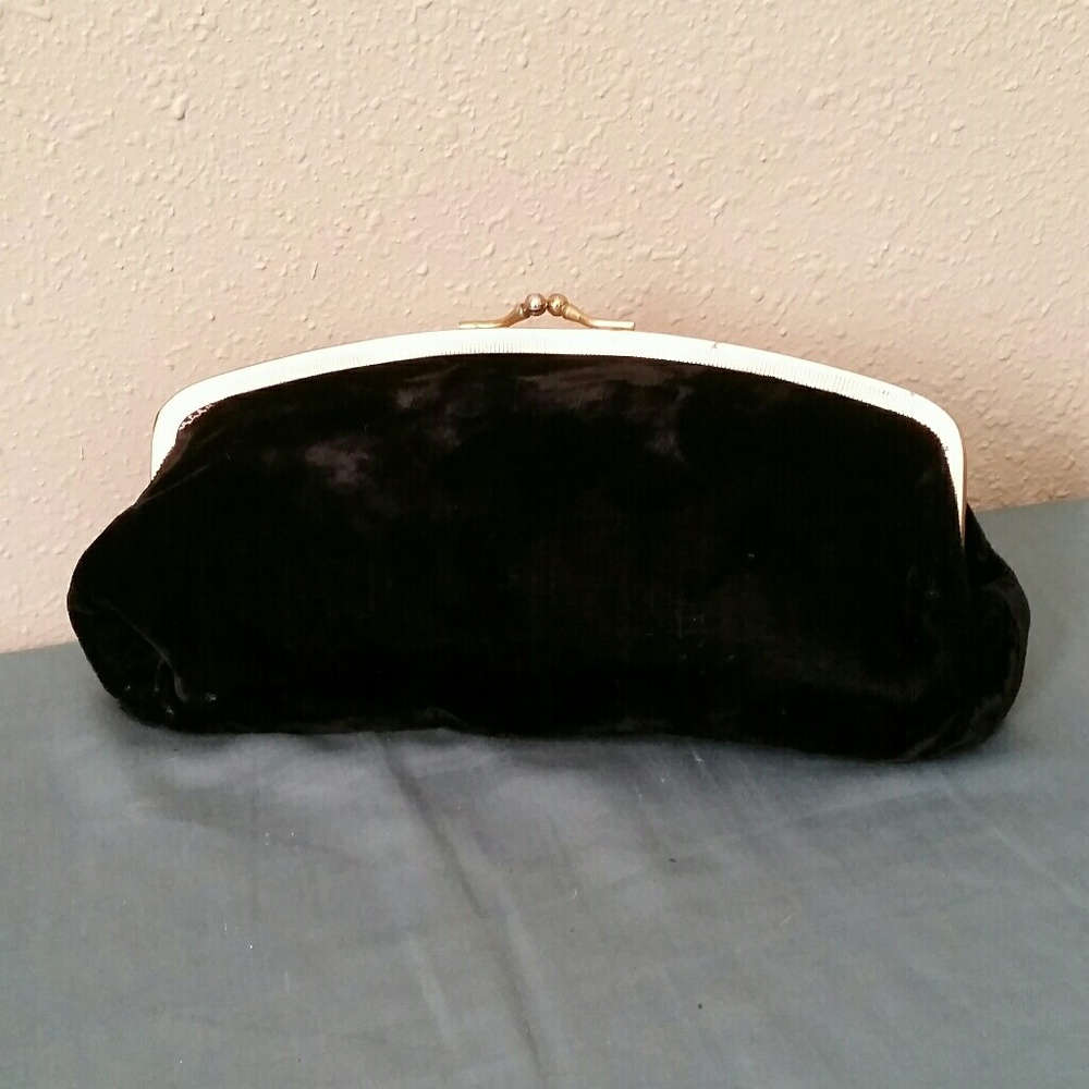 Black velvet vintage clutch
