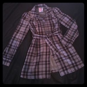 Roxy gray plaid belted jacket size M