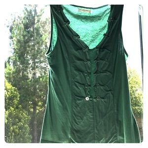 Anthropologie green button detail top