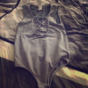 Onesie black and white stripe.