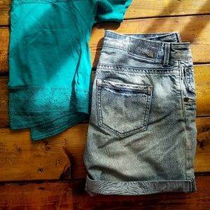 Express Light Wash Jean Shorts