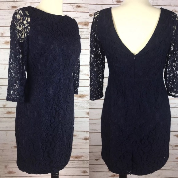J Crew Natalia Navy Blue Lace Sheath Dress New - Picture 3 of 5