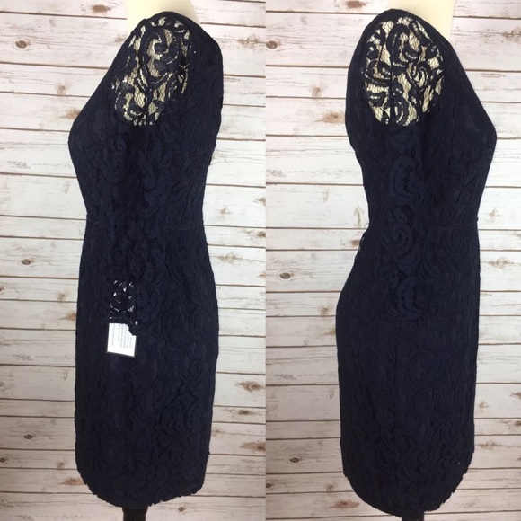 J Crew Natalia Navy Blue Lace Sheath Dress New - Picture 4 of 5