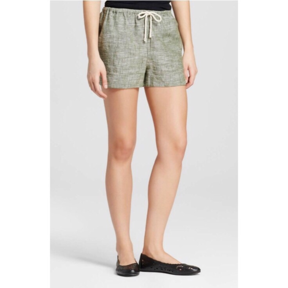 Woman's olive colored linen short