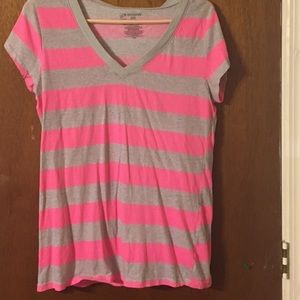 Gray and pink striped tshirt