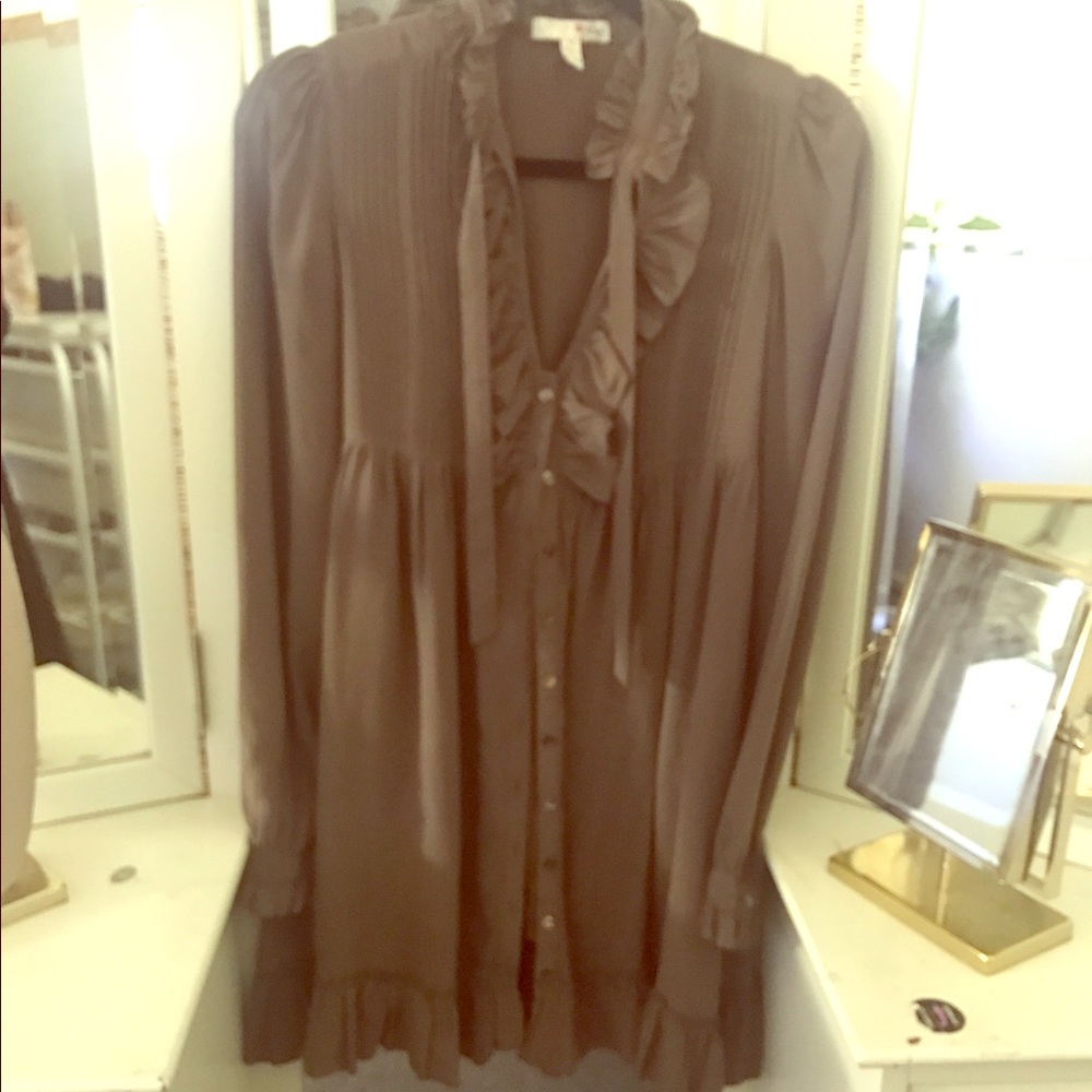 Joie silk mini dress, light brown