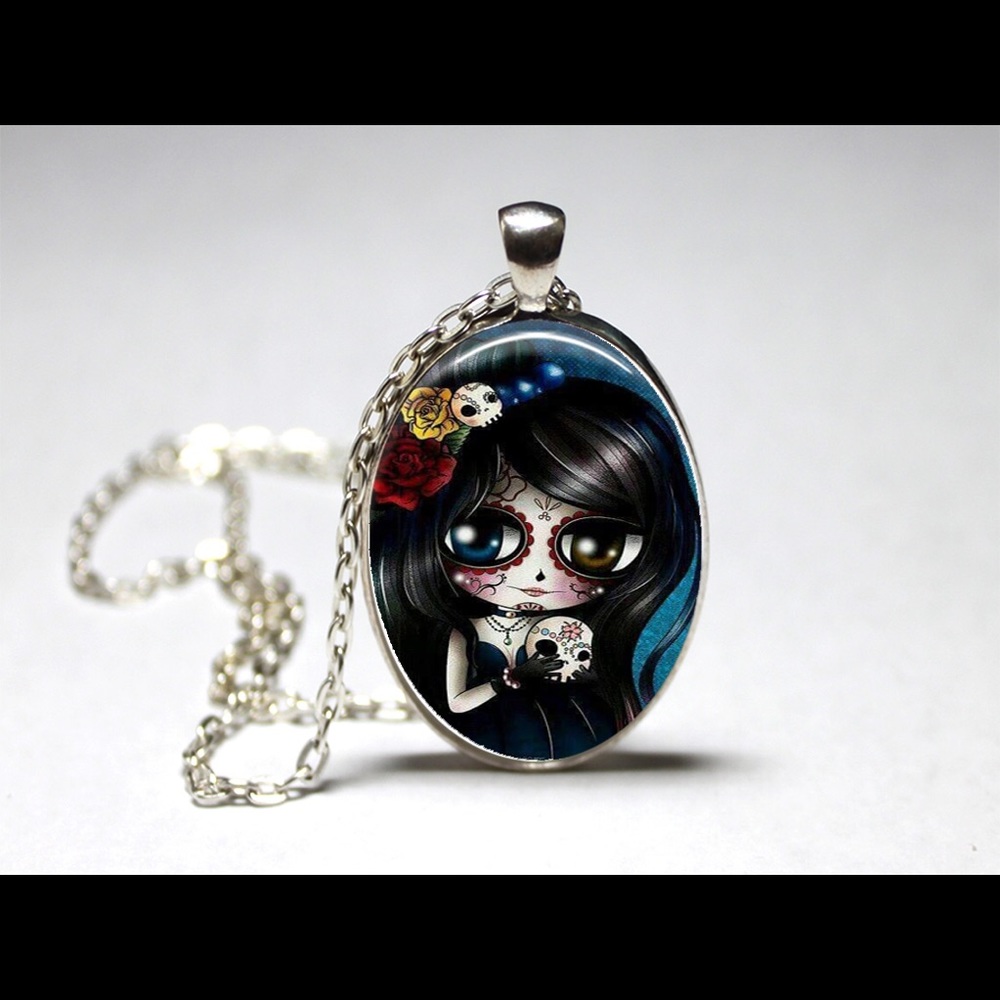 Day of the dead lil dead girl pendant