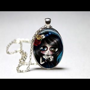 Day of the dead lil dead girl pendant